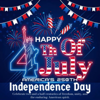 Purple Neon Independence Day Celebration Instagram Post Video template