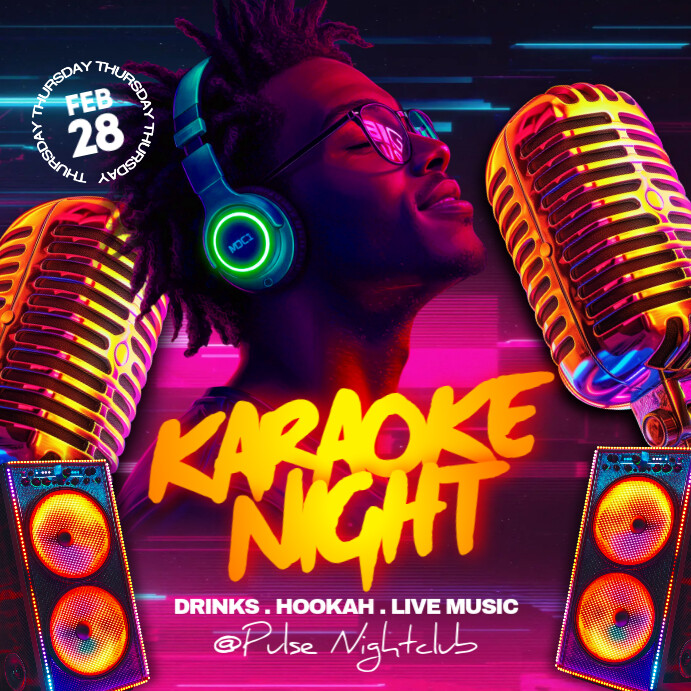 Purple Neon Karaoke Instagram Post template