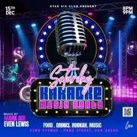 Purple Neon Karaoke Music Party Creative Video Ad Square (1:1) template