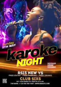Purple Neon Karaoke Night A2 Video template