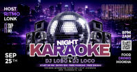 Purple Neon Karaoke Night Event Facebook Shared Image Obraz udostępniany na Facebooku template