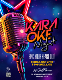 Purple Neon Karaoke Night Flyer template