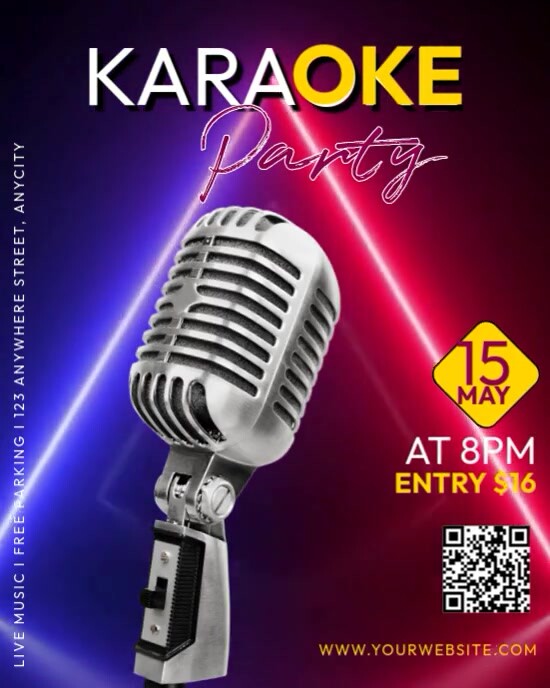 Purple Neon Karaoke Night Instagram Portrait template