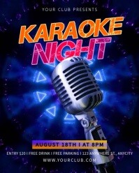 Purple Neon Karaoke Night Instagram Portrait template