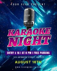 Purple Neon Karaoke Night Instagram Portrait template