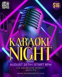 Purple Neon Karaoke Night Instagram Portrait template