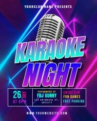 Purple Neon Karaoke Night Instagram Portrait template