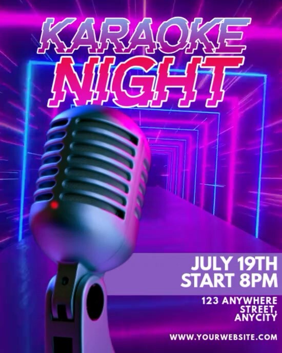 Purple Neon Karaoke Night Instagram Portrait template