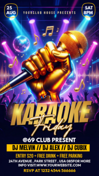 Purple Neon Karaoke Night Instagram Story Instagram-verhaal template