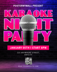 Purple Neon Karaoke Night Party Instagram Portrait template