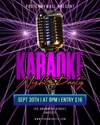 Purple Neon Karaoke Night Party Instagram Portrait template