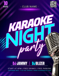 Purple Neon Karaoke Night Party Pamflet (letter As) Flyer (US Letter) template