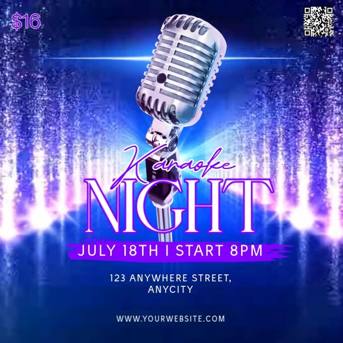 Purple Neon Karaoke Night Pos Instagram template