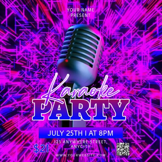 Purple Neon Karaoke Night Pos Instagram template