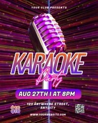 Purple Neon Karaoke Party Instagram Portrait template