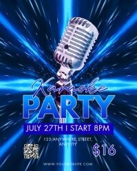 Purple Neon Karaoke Party Instagram Portrait template