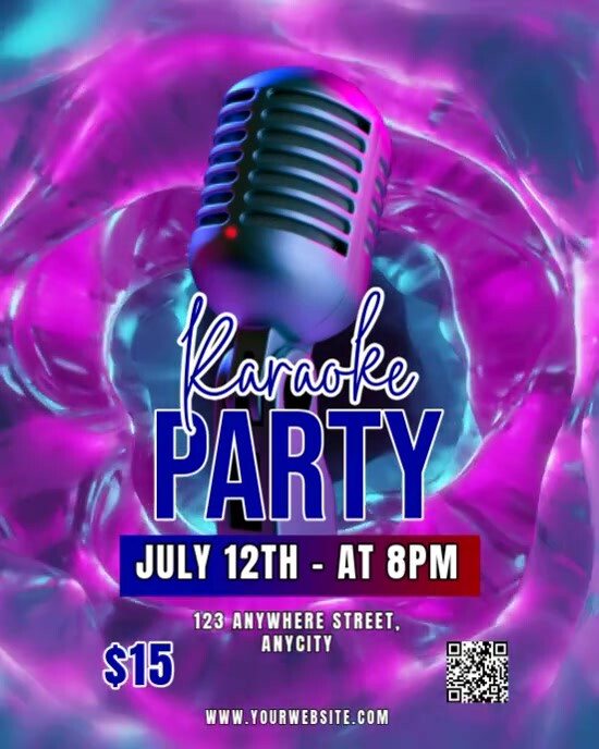 Purple Neon Karaoke Party Instagram Portrait template