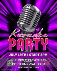 Purple Neon Karaoke Party Instagram Portrait template