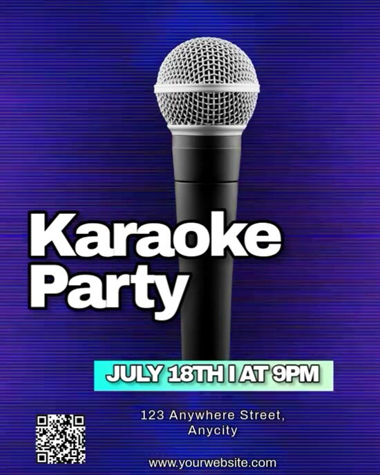 Purple Neon Karaoke Party Instagram Portrait template