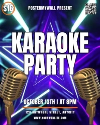 Purple Neon Karaoke Party Instagram Portrait template