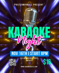 Purple Neon Karaoke Party Instagram Portrait template