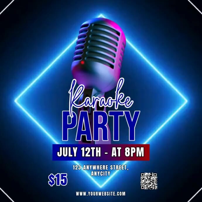 Purple Neon Karaoke Party Pos Instagram template