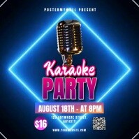 Purple Neon Karaoke Party Pos Instagram template