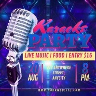 Purple Neon Karaoke Party Pos Instagram template
