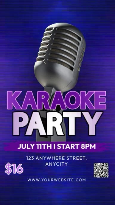 Purple Neon Karaoke Party Reel Instagram template