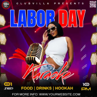 Purple Labor Day Karaoke Event Instagram na Post Template