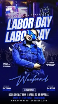Purple Neon  Labor Day Party  Instagram Story template