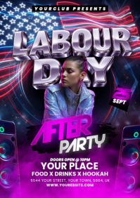 Purple Labour Day Party A5 Template