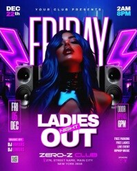 Purple Neon Ladie's Night Out Party Instagram Portrait template