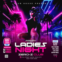 Purple Neon Ladies Night Club Event Instagram Post Video template
