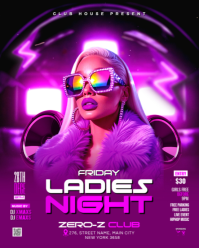Purple Neon  Ladies Night Club Party Instagram Portrait template
