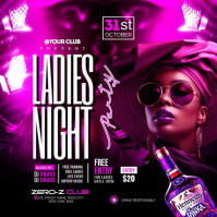 Purple Neon Ladies Night Club Party Instagram Post template