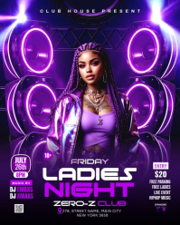 Purple Neon Ladies Night Club Party Instagram Portrait template