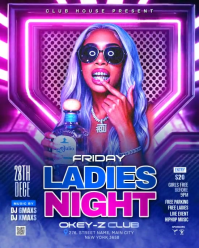 Purple Neon Ladies Night Club Party Instagram Portrait template