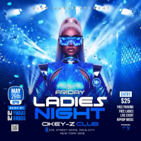 Purple Neon Ladies Night Event Instagram Post Video template