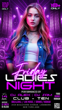 Purple Ladies Night Event เรื่องราวบน Instagram Template