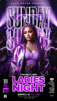 Purple Neon Ladies Night Event Instagram Story Video template