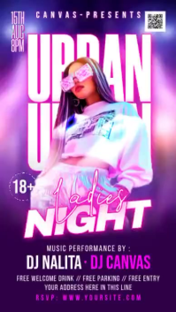 Purple Neon Ladies Night Music Event Instagram Story Video template