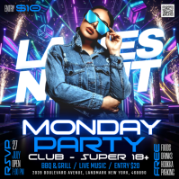 Purple Neon Ladies Night Party Instagram Post template