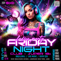 Negro Ladies Night Party Post Instagram Template