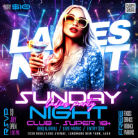 Purple Neon Ladies Night Party Instagram Post Video template