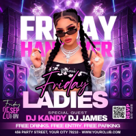 Purple Ladies Night Party Square Template