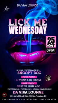 Purple Neon Lick Me Wednesday  Instagram Story template