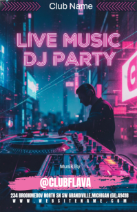 Пурпурный DJ Party Halv side bred Template