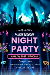 Purple Live Music Night Party Poster Template