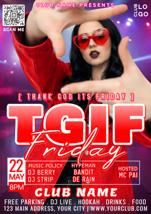 Copy of Purple Neon Maximalist TGIF Friday Night Party Invitation ...